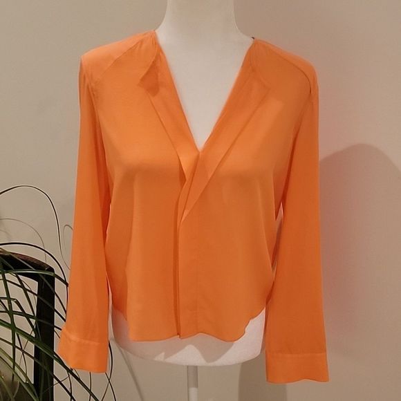 Alice + Olivia orange silk blouse